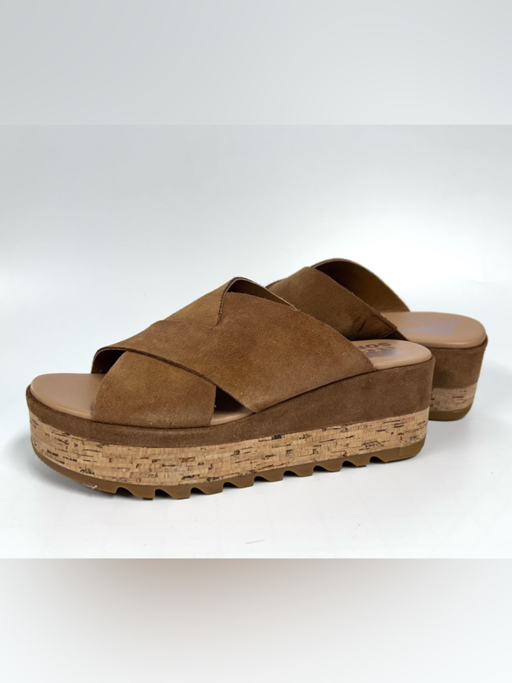 SOREL - Cameron Flatform Suede Mule Velvet Tan - 6.5